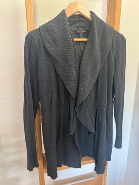White House Black Market Dark Gray Draped Open-Front Cardigan Blazer